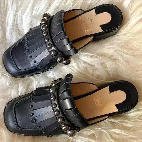 Christian Louboutin Octavian Black Mule Shoes - Picture 2 of 9